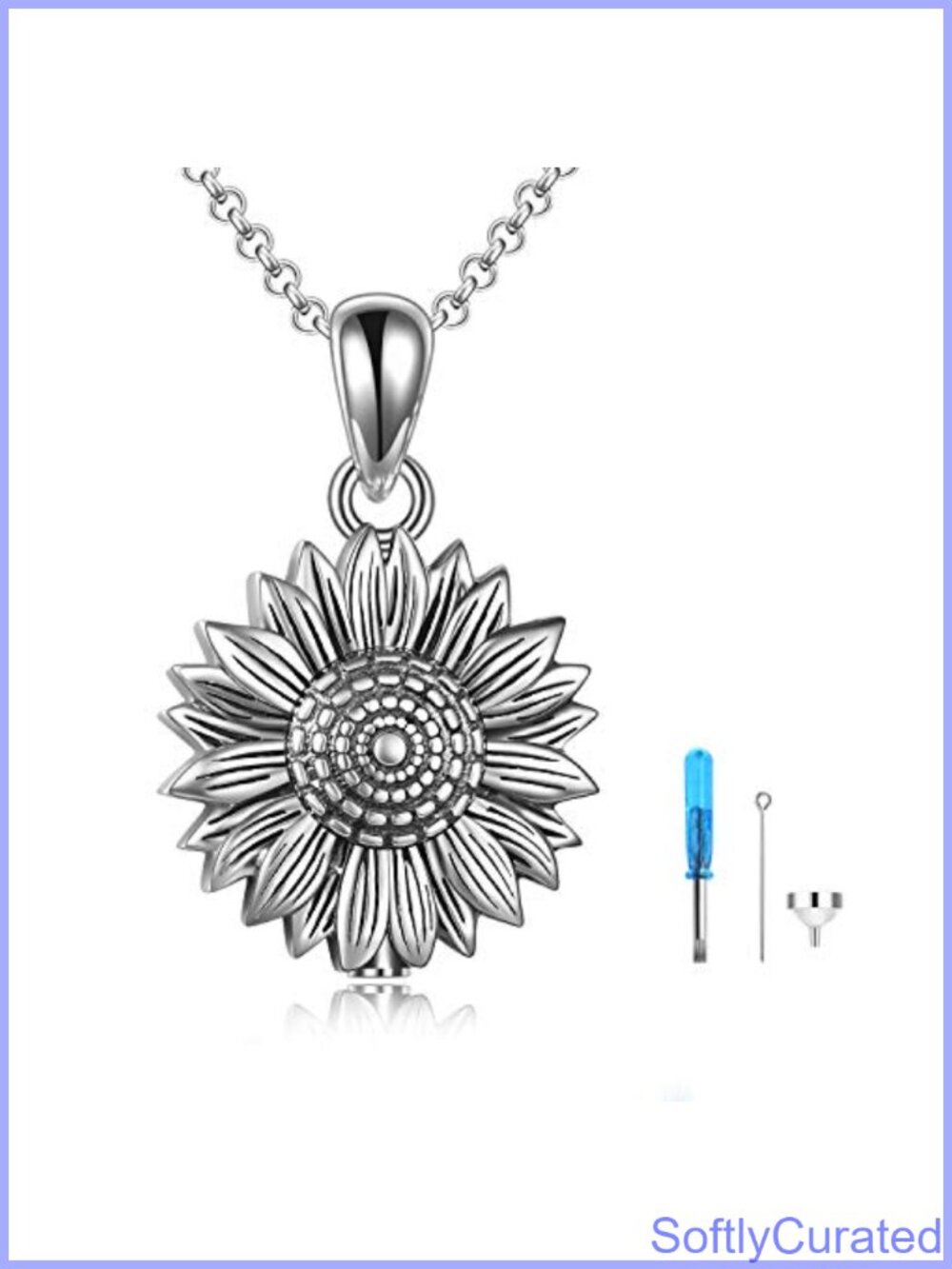 Sterling Silver Sunflower Urn Necklace for Ashes Cremation Jewelry